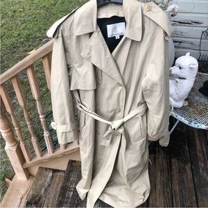 London Fog 10 Trench Rain Coat Belt Removable Blue Green Red Plaid Liner Vtg 90s